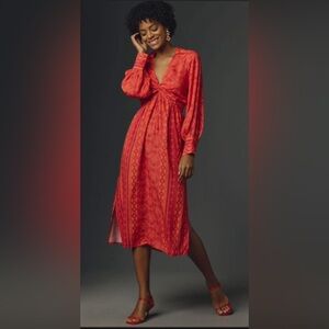 FARM Rio Vibrant Red Long Sleeve Dress
